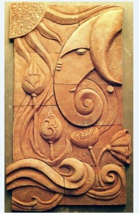 Artistic Ganesh 3D Relief Panel Design