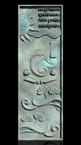 Minimalist Ganesha Panel with Sanskrit Shloka – CNC/3D Relief Design