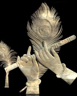 Krishna’s Flute with Divine Hands – Artistic 3D Wall Panel Design