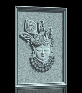 Lord Krishna Face Relief Panel – Elegant 3D CNC Design