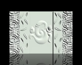 Modern Ganesha Wall Panel with Decorative Feather & Floral Textures – CNC & 3D Print Ready Design