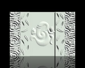 Modern Ganesha Wall Panel with Decorative Feather & Floral Textures – CNC & 3D Print Ready Design