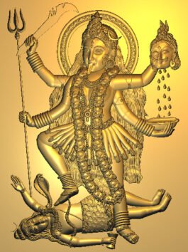 Mahakali Standing on Shiva – 3D CNC Relief Carving Design | Kali Mata Wall Art