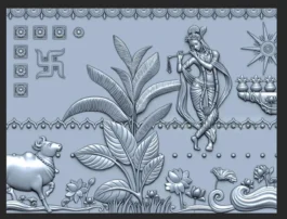 Krishna Leela CNC Wall Art STL | 3D Decorative Relief Panel