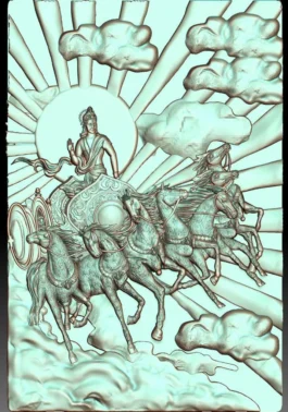 Surya Dev Rath CNC STL | 7 Horse Sun God Chariot 3D Design