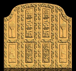 Traditional Hindu Temple Door Frame RLF File for CNC Wood Carving
