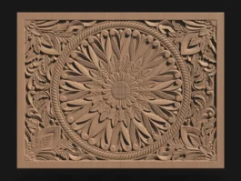 Luxury Floral Rosette CNC Wall Panel Design RLF File for Wood Carving