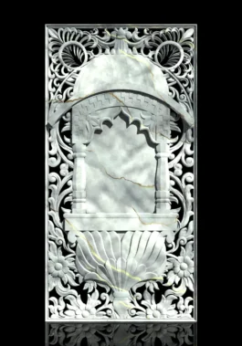 Decorative Marble Fountain Arch RLF File for CNC Wall Carving