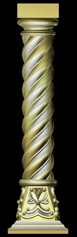 3D Twisted CNC Column Design STL File for Wood Carving & Furniture