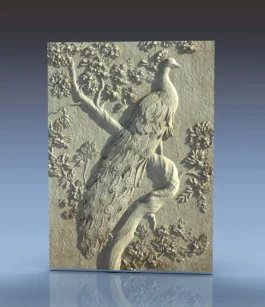 3D CNC Peacock Relief Wall Panel STL File for Decorative Wood Carving