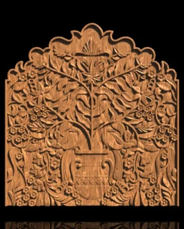 3D Floral Arch Panel RLF File for CNC Carving (Traditional Decorative Design)