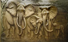 3D Elephant Family Relief RLF File for CNC Wood Carving Wall Panel