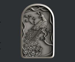 3D Peacock Wall Panel Relief RLF File for CNC Wood Carving
