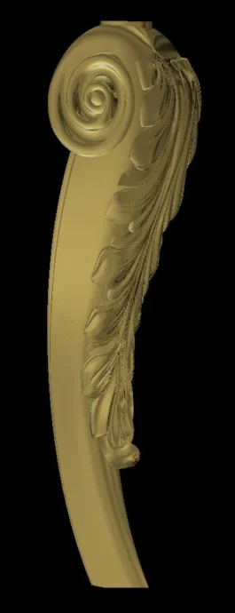 3D CNC Leaf Scroll Corbel Design STL File for Furniture & Wood Carving