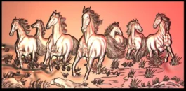 3D Running Horses Relief RLF File for CNC Wood Carving Wall Panel
