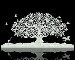 3D CNC Tree of Life Wall Panel STL File with Birds for Decorative Wood Carving