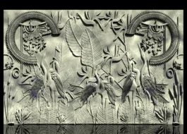 3D Crane Birds Wall Panel Relief RLF File for CNC Wood Carving