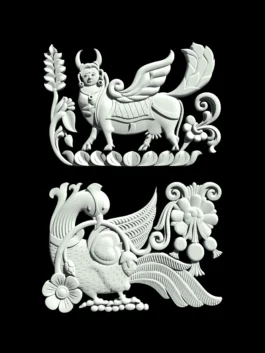 3D CNC Mythological Animal Relief STL File for Decorative Wall Panel Carving