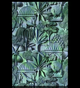 3D Peacock Palace Pattern Wall Panel Relief RLF File for CNC Carving