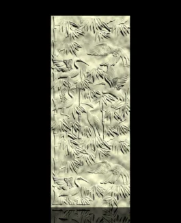 3D Crane Birds Bamboo Wall Panel Relief RLF File for CNC Carving