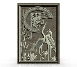 3D Crane Birds Decorative Panel RLF File for CNC Carving