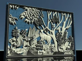 3D Forest Deer Nature Scene RLF File for CNC Carving Wall Panel