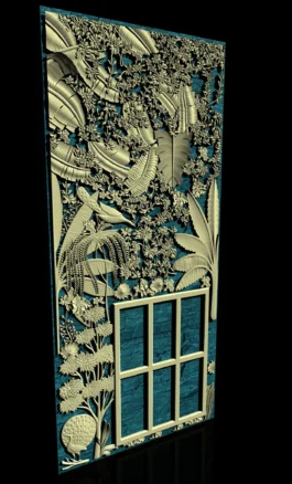 Nature Inspired Floral Window Panel RLF File for CNC Carving