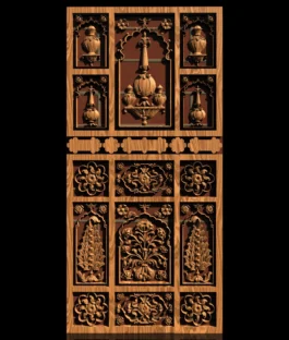 Traditional Floral Decorative CNC Door Panel RLF File for Wood Carving