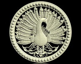3D Peacock Round Panel RLF File for CNC Carving | Decorative Medallion Design