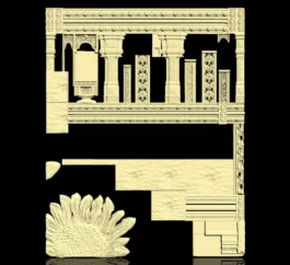 Traditional Temple Architecture CNC Frame Design RLF File for Wood Carving