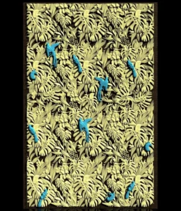 3D Tropical Leaves Parrot Pattern RLF File for CNC Carving Panel