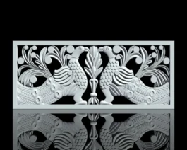 3D CNC Peacock Pair Wall Panel STL File for Decorative Carving Design