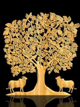3D CNC Tree with Birds and Cow Relief STL File for Decorative Wall Panel