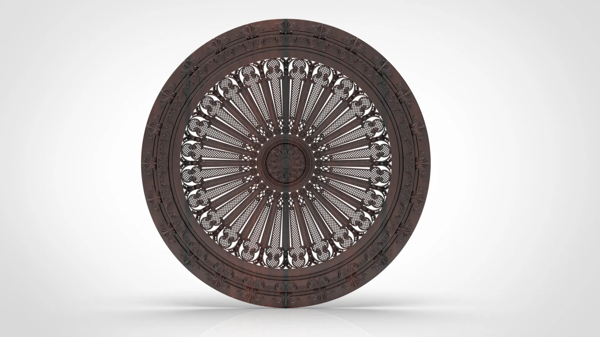 Round gothic CNC jali medallion RLF file for wood carving