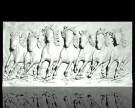 3D CNC Running Horses Relief Panel STL File for Decorative Wall Carving