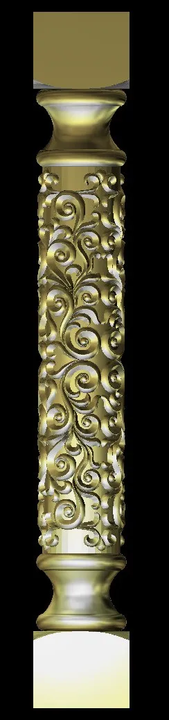 3D CNC Floral Spindle Design STL File for Wood Carving & Furniture
