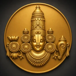 Golden Lord Venkateswara Balaji Divine Artwork | Hindu Spiritual Wall Decor & Temple Inspired Design
