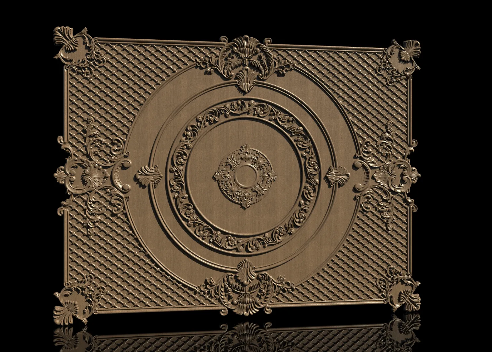 Luxury ornamental ceiling panel CNC RLF file for decorative carving