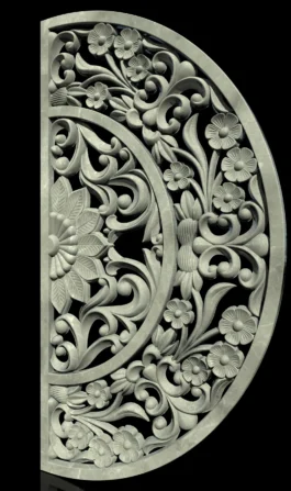 Half Round Floral CNC Jali Panel RLF File for Decorative Wall and Furniture Design