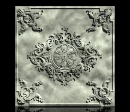 Luxury Floral Ceiling Medallion CNC RLF File with Ornamental Baroque Relief Carving Design