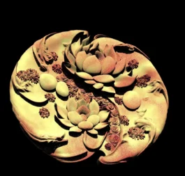 Lotus Pond Decorative CNC RLF File | Floral Relief Carving Design for Wall Panel and Ceiling Decor