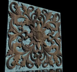 Floral Scrollwork CNC Wall Panel RLF File | Decorative Flower Relief Carving Design