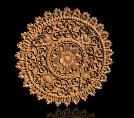 Royal Floral Round Medallion CNC RLF File | Decorative Circular Relief Carving Design