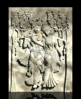 Radha Krishna 3D CNC Design | Krishna Flute & Radha Wood Carving Relief