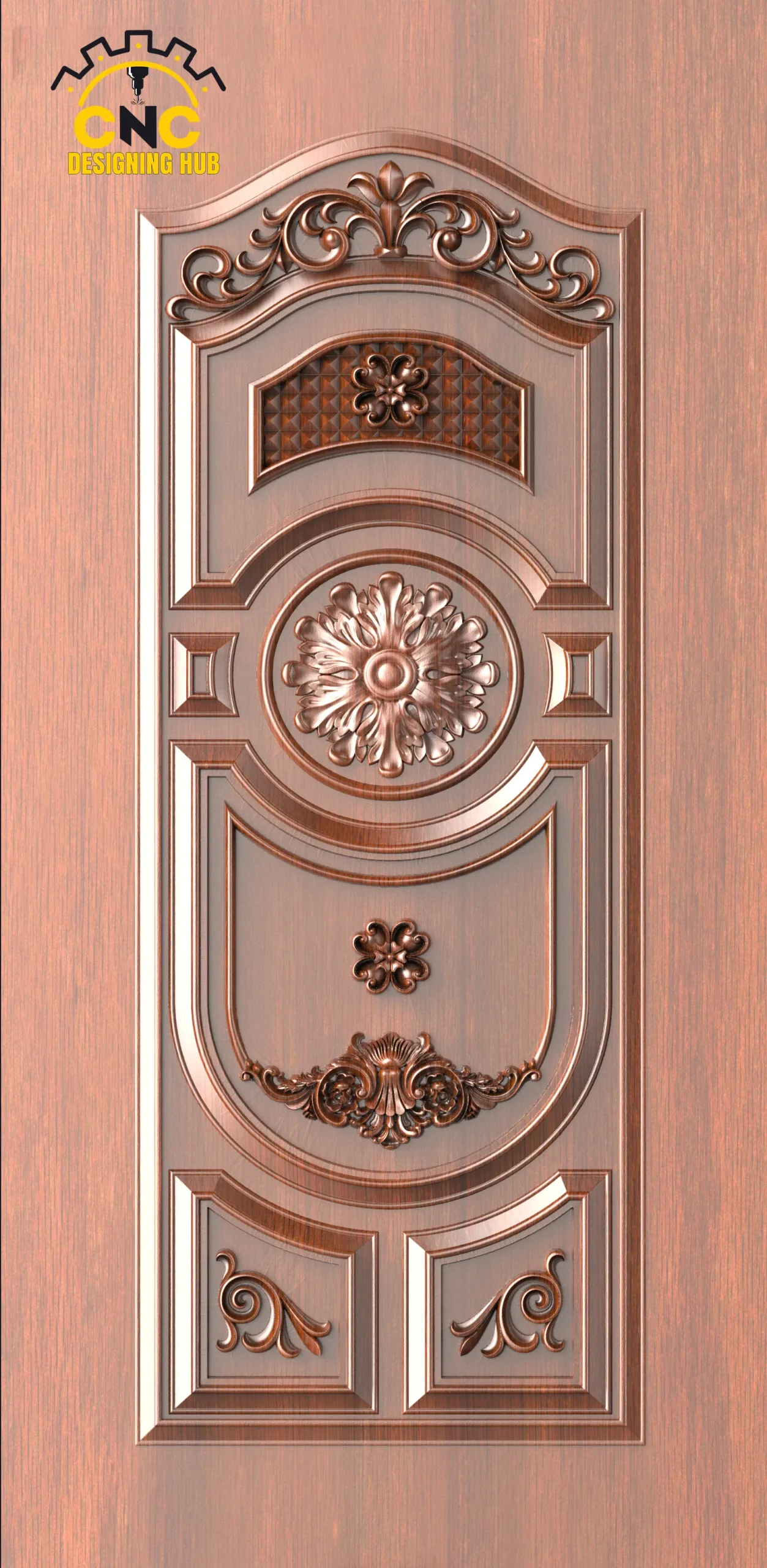 Luxury Floral CNC Door Design File for MDF and Wooden Doors compatible with CNC Router and ArtCAM.