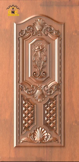 Elegant Floral CNC Main Door Design STL File | Luxury 3D Wood Carving Model
