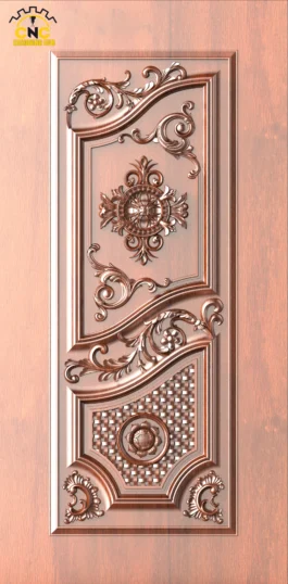 Luxury Floral CNC Door Design | 3D Carved Wooden Main Door STL, DXF & RLF CNC File