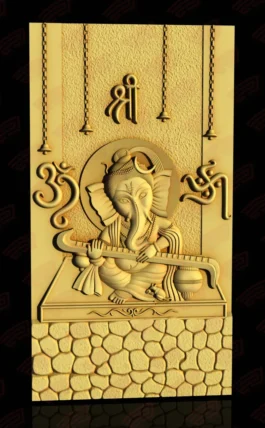 Musical Lord Ganesha CNC Wall Panel | 3D Spiritual MDF Art RLF File
