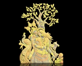 Radha Krishna Under Tree CNC Wall Art | 3D Spiritual MDF Panel RLF File