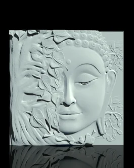 Buddha 3D CNC Wood Carving Design | Buddha Face Relief Wall Art